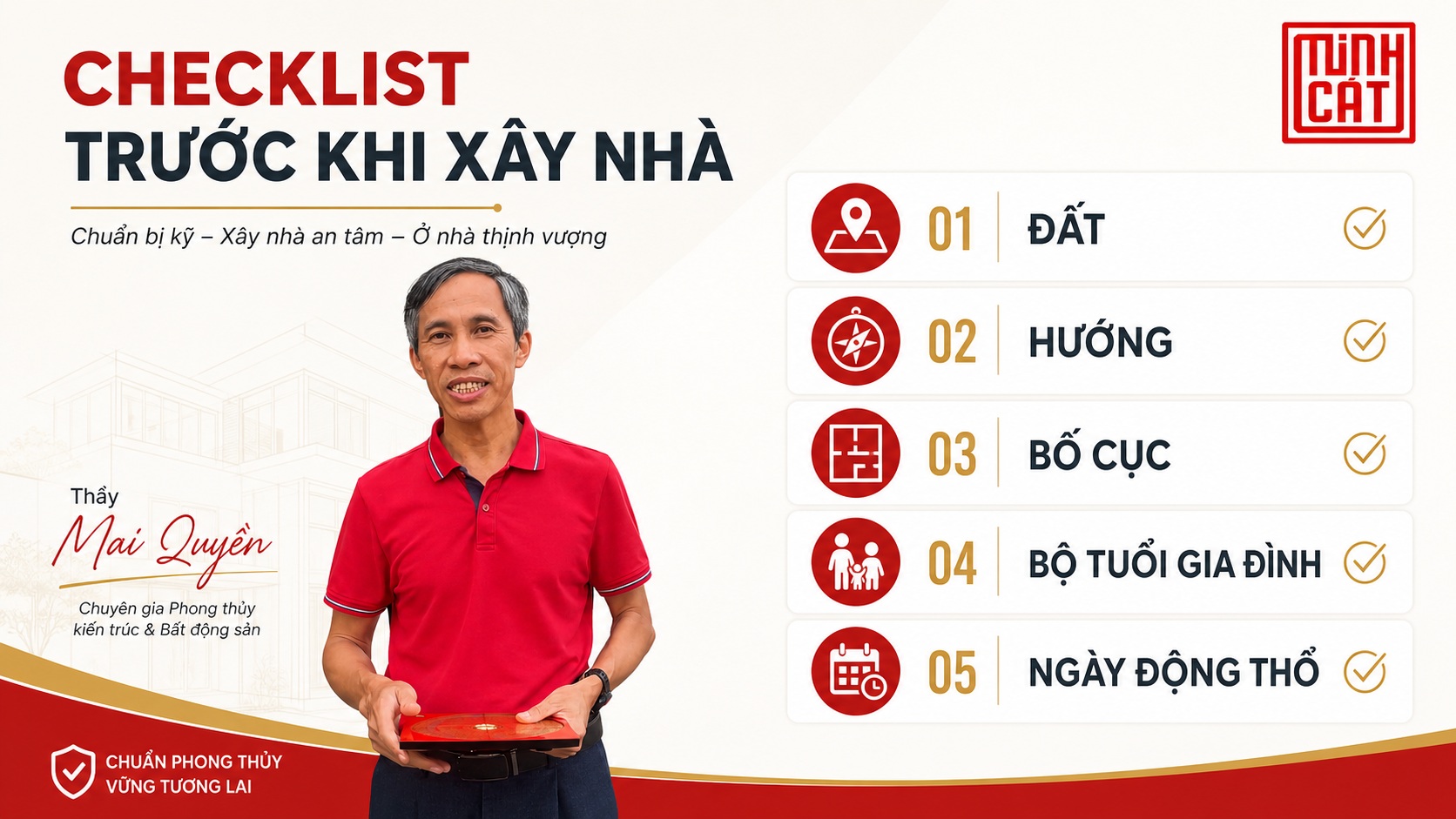 Checklist phong thủy trước khi xây nhà theo Mai Quyền Phong Thủy