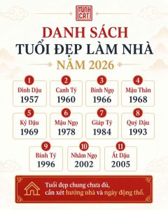 Danh sách tuổi đẹp làm nhà năm 2026